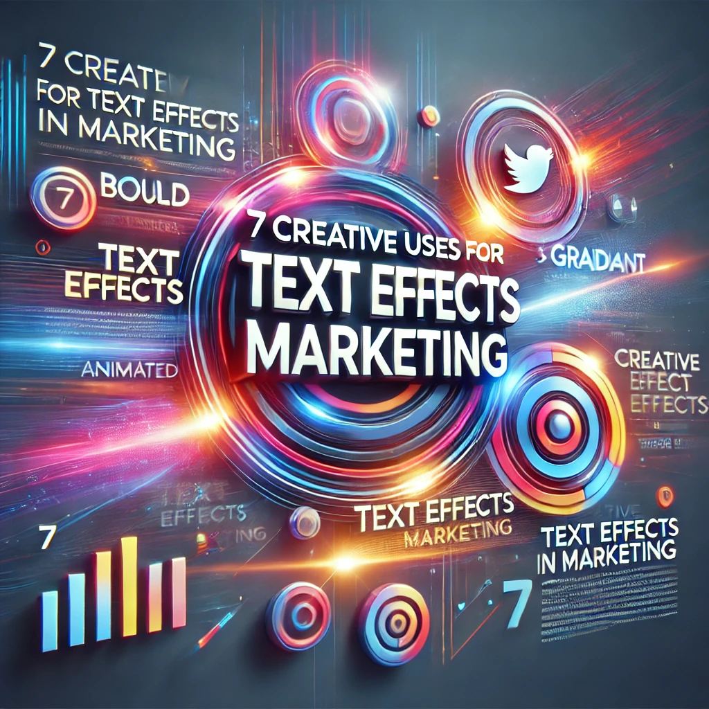 Hero image for a blog post on creative uses of text effects in digital marketing, featuring vibrant 3D, gradient, and animated text effects with a modern, tech-inspired background.